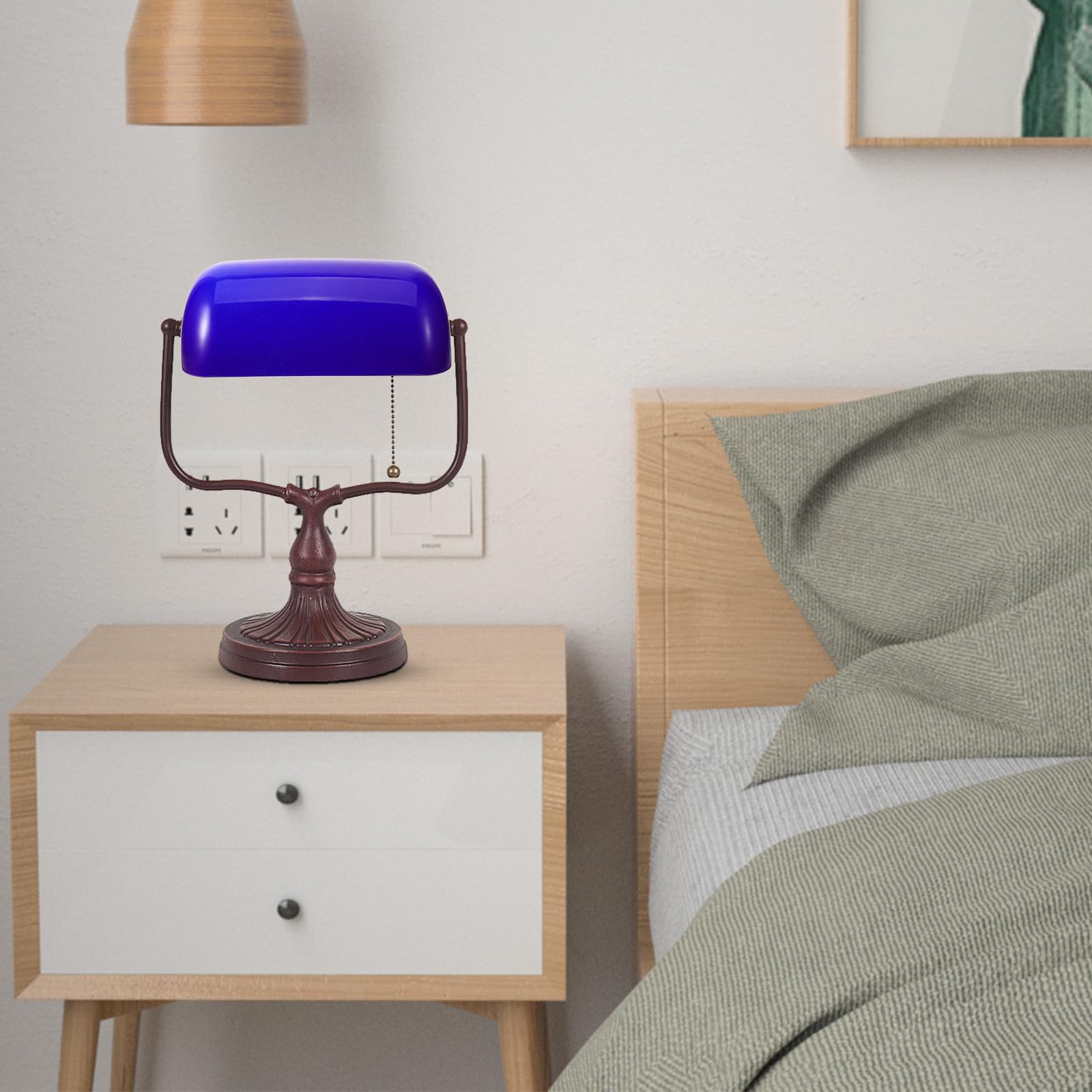 jour Léger et Facile à Installer Vintage en Verre Bleu pour Lampe de Table de Pendaison de Crémaillère pour Bureau ou