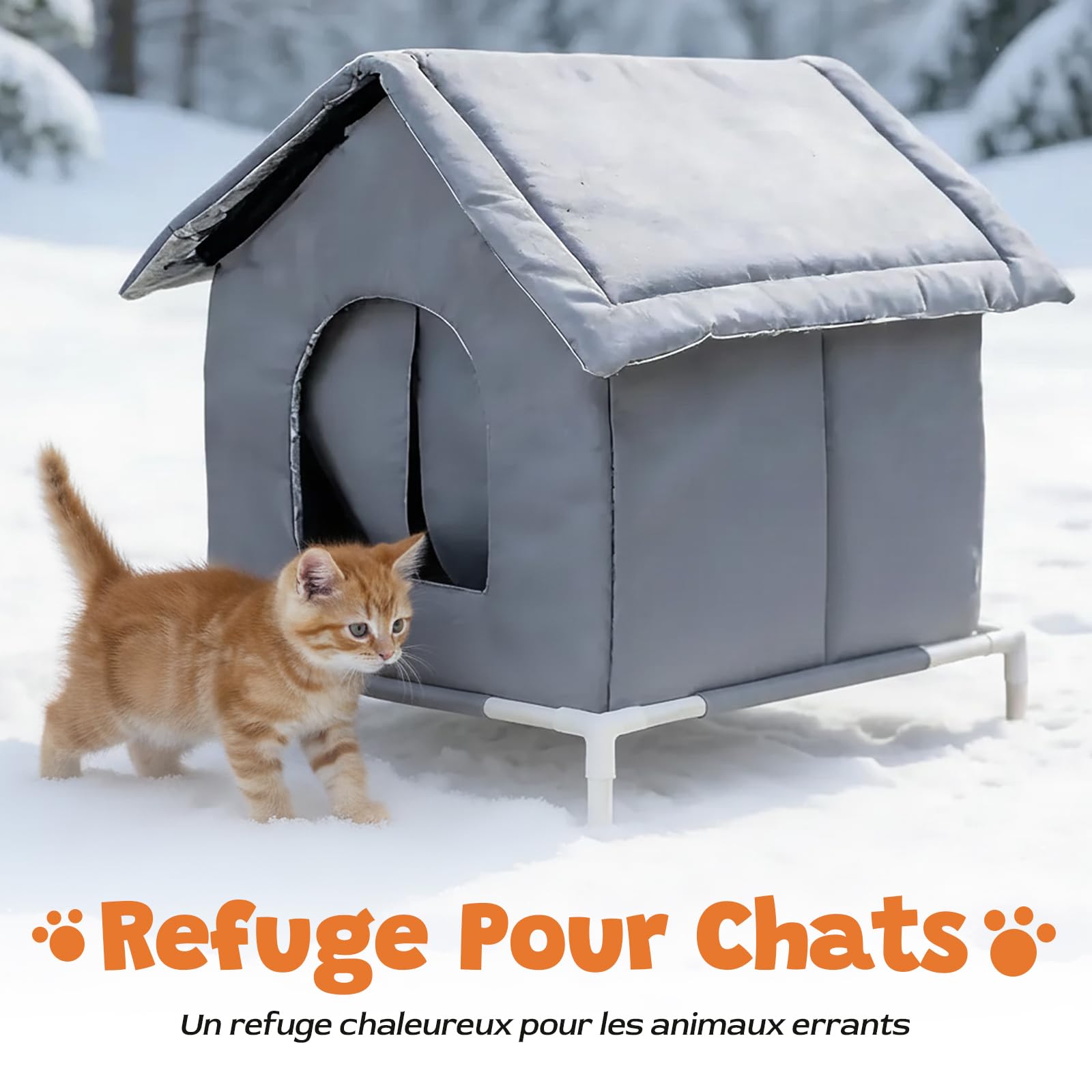 perfk Niche chauffée pour Chats d'extérieur, résistante aux intempéries, Robuste et Coupe-Vent, avec Base surélevée, abri pour Chats errants pour, M