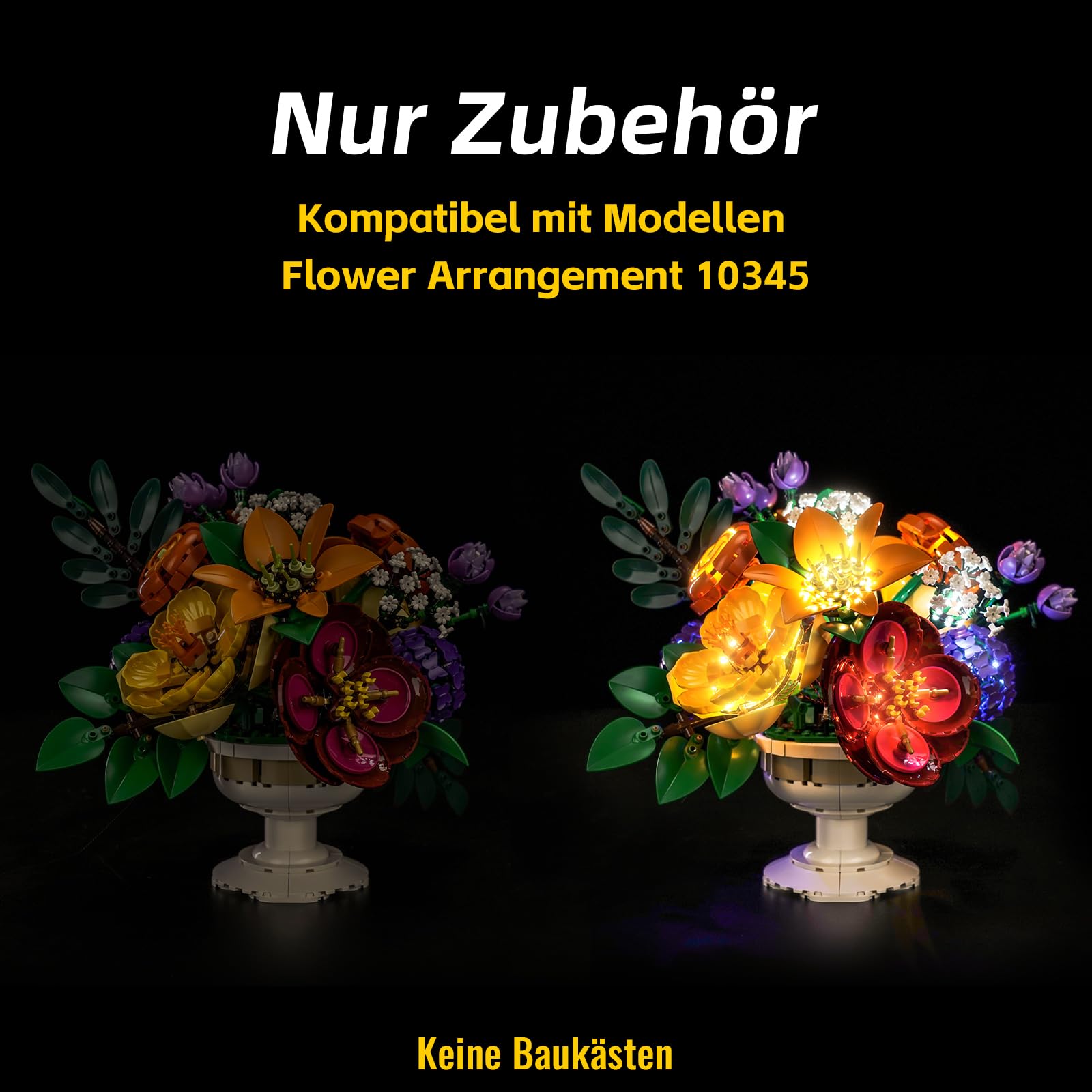 Zestaw oświetleniowy kompatybilny z Lego 10345 Flower Arrangement Botanical Collection Set (nie jest to model), zestaw oświetleniowy LED kompatybilny z aranżacją kwiatów 10345, kreatywna zabawka