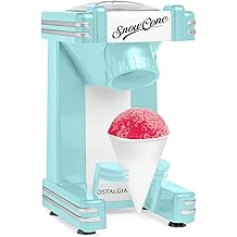 Nostalgia Retro Snow Cone Machine &ndash; Single-Serve Countertop Size &ndash; Shaved Ice Maker for Snow Cones, Slushies, &amp; Hawaiian Ice - Includes Reusable Plastic Cup &ndash; Aqua