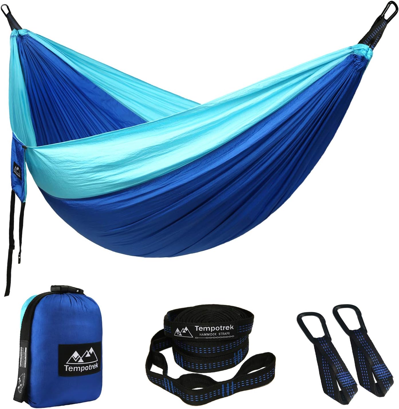 Tempotrek Double Camping Hammock -Best Parachute Hammock - 800LB High Capacity, Lightweight Nylon Portable Hammock for Backpacking, Travel, Beach, Yard. 118"(L) x 78"(W)
