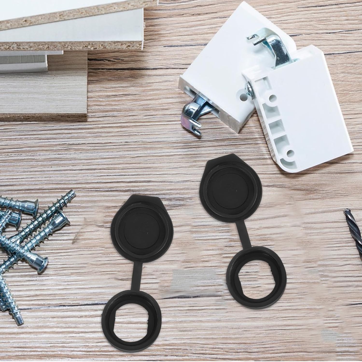 10pcs Cam Lock Rubber Covers for 19mm Door Locks Black