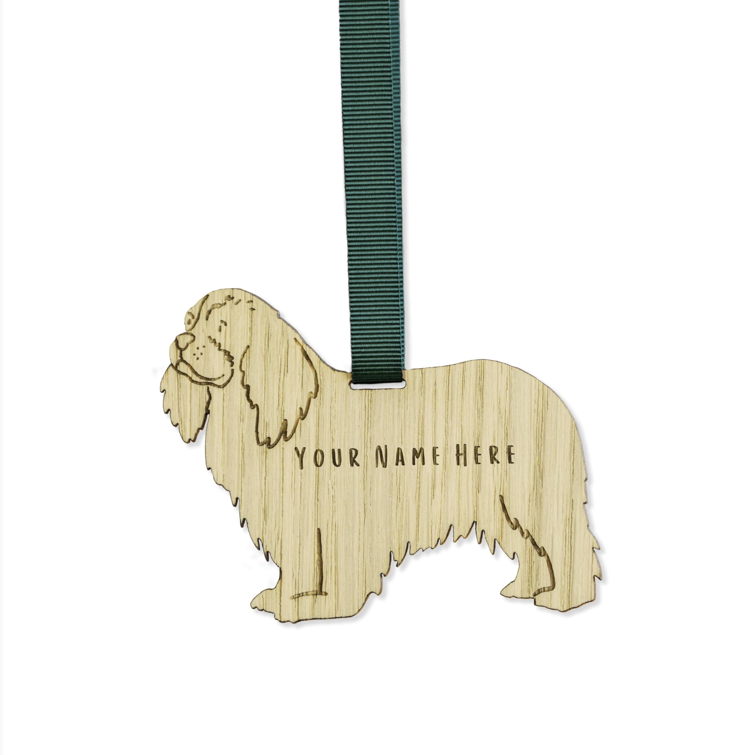 "Manta Makes Personalised Dog Christmas Decorations, wooden dog lover gifts for dog lovers, range of over 50 breeds, personalised pet memorial gifts, best dog Mum gifts (King Charles Cavalier)" โ image 1