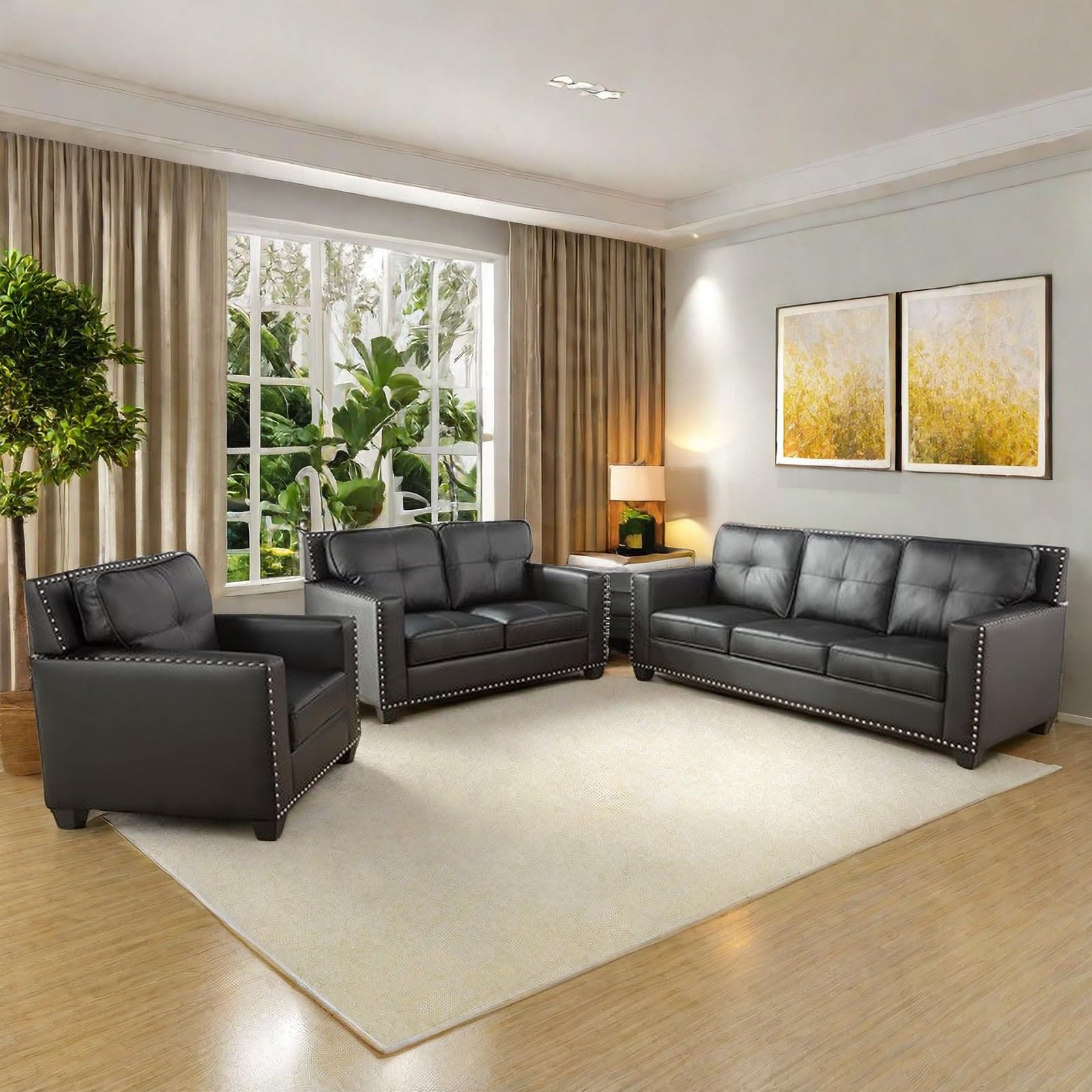 Amazon.com: GlasFlength Couches Sofa for Living Room Set 3 Piece Modern ...