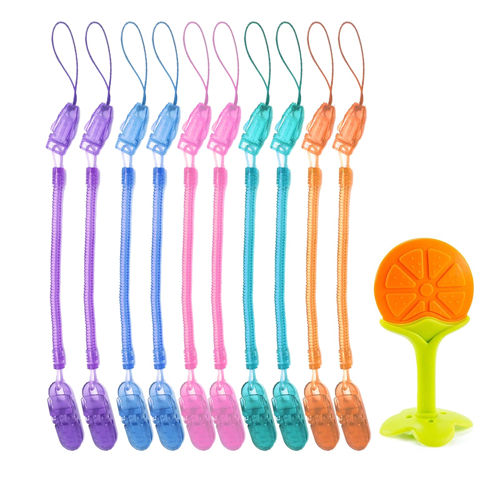 11Pcs Baby Pacifier Clip, Retractable Teether Chain Soothing Baby Pacifier Clip, Suitable For Girls Or Boys, Baby Shower Birthday Gift Set