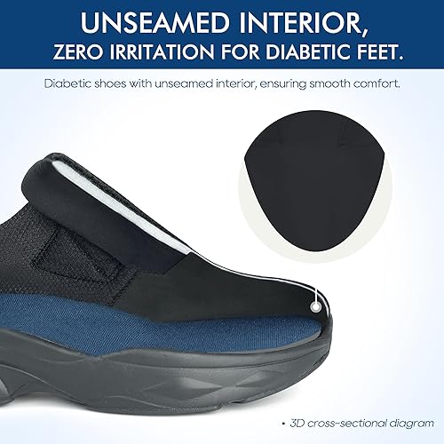 Miniatura 3 de Ortho+rest Zapatos para caminar diabéticos para hombre, zapatos para edema para pies hinchados, soporte de arco, zapatillas ortopédicas