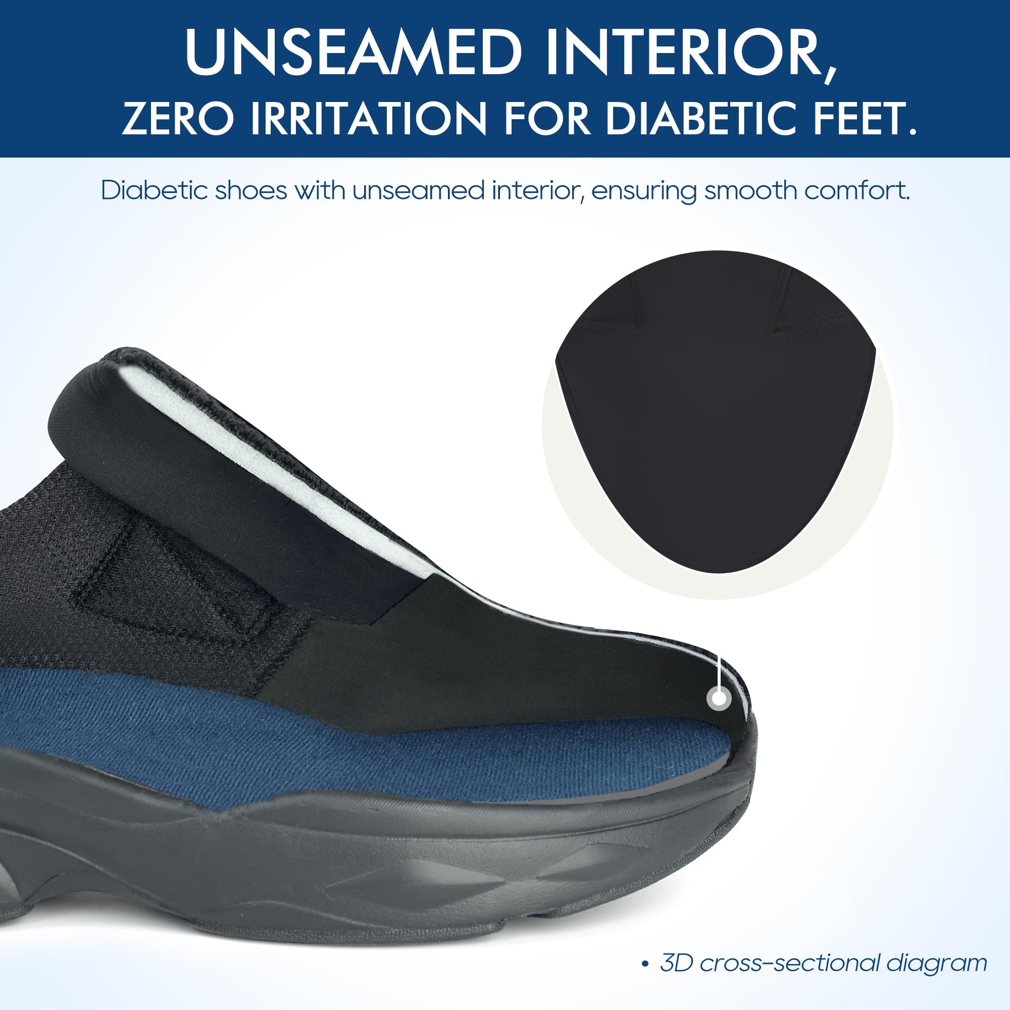 Ortho+rest Zapatos ortopédicos para caminar para diabéticos, zapatos para edema para pies hinchados, soporte de arco