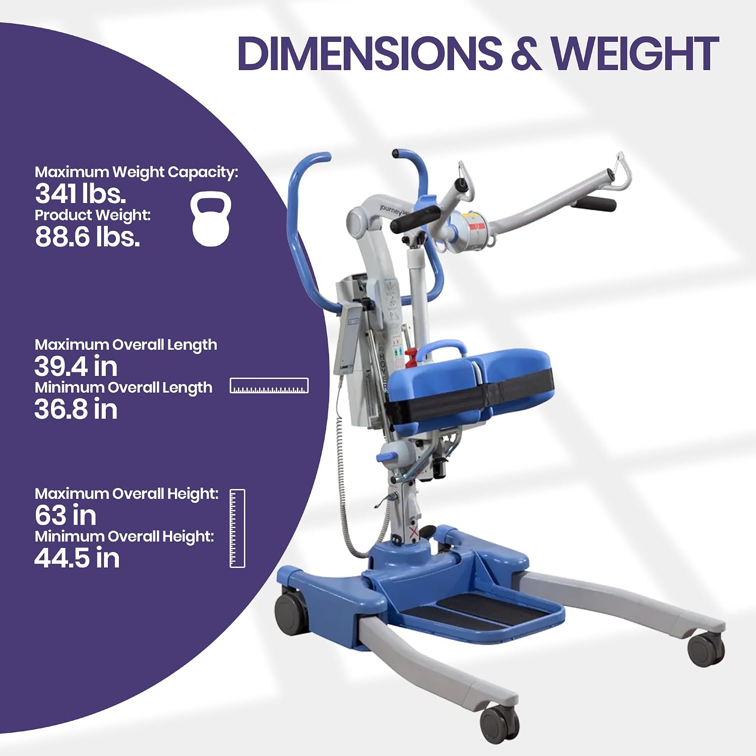 Joerns Hoyer Journey Sit to Stand Electric Power Patient Lift | Ultra Compact, Portable Folding Stand Aid | Safe Working Load 340 Lbs. | Smart Monitor Technology image 3