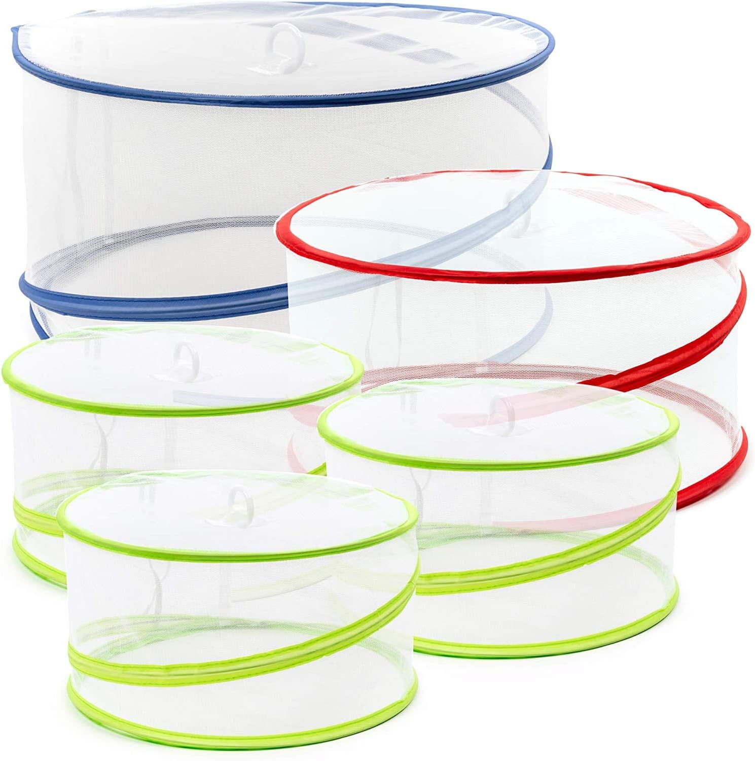 Bramble - 5 Mesh Pop-Up Food Covers, Collapsible Net Domes - Insect Fly Proof Fine Mesh Screen Tents for Fruit, Kitchen, and Outdoor BBQs, Picnics, Camping - Food Covers Mesh Pop Up in Assorted Sizes