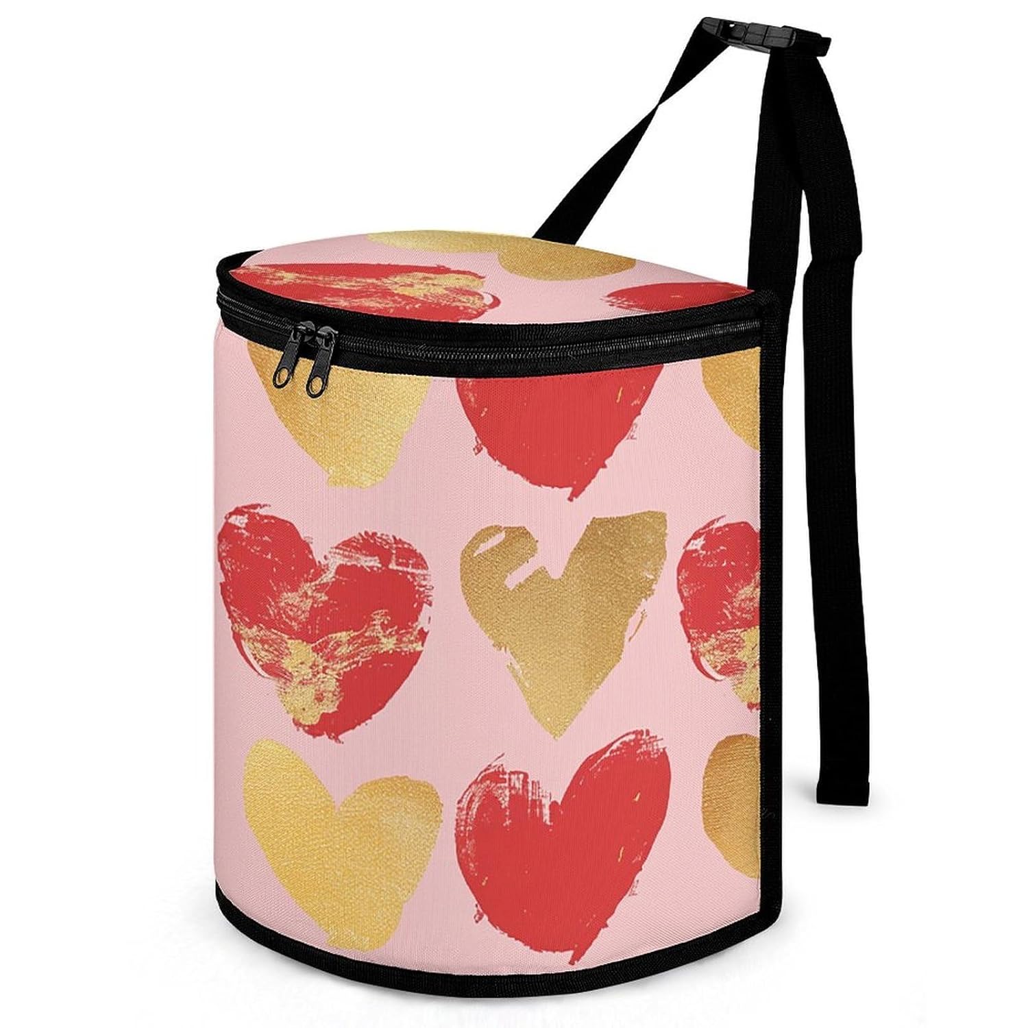 MUSM Leakproof Car Trash Can 2.5 Gallon, Durable Automotive Garbage Bag with Waterproof Liner, Red and Gold Pattern Trash Bag for Car, Truck, RV & Bathroom