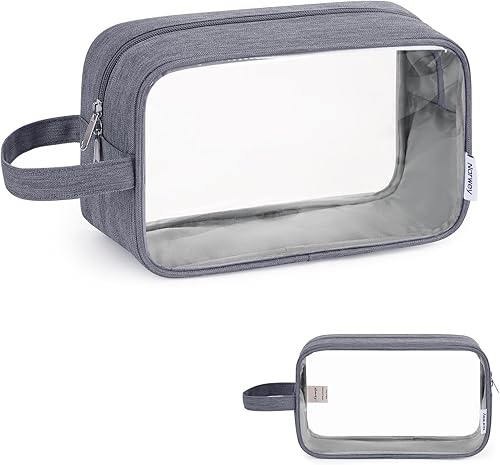 Narwey Bolsas de aseo transparentes de viaje para artículos de aseo personal para hombres y mujeres, bolsa de maquillaje transparente con