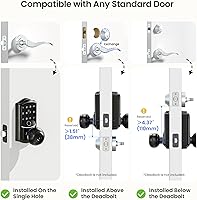 Vista 11 de Veise VE028 - Cerradura inteligente Wi-Fi integrada con perilla, entrada sin llave de huellas dactilares con asa, control remoto de aplicación