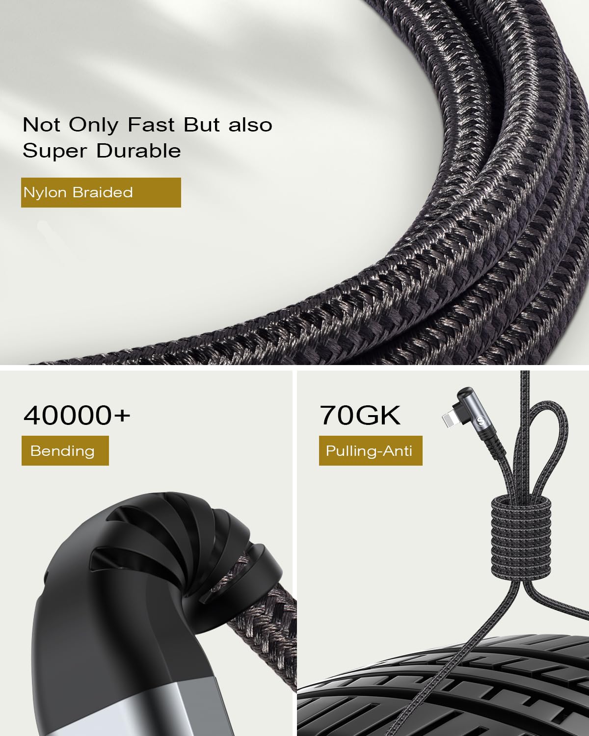 SWECENT Câble USB C vers iPhone,Coudé 90 Degrés [2m/Lot de 2] Chargeur i Phone Nylon Tressé Câble Charge Rapide pour iPhone 14/13/12/11/Pro/X/XS/XR/8/8 Plus/7/7 Plus/6s/6s Plus/6/6 Plus