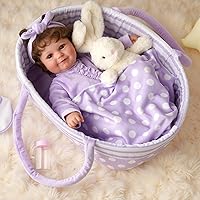 Vista 8 de BABESIDE Reborn Baby Dolls Moisés plegable para muñeca de bebé, cama de cuna suave, accesorios de muñeca con asa para muñecas de 17 a 22 pulgadas