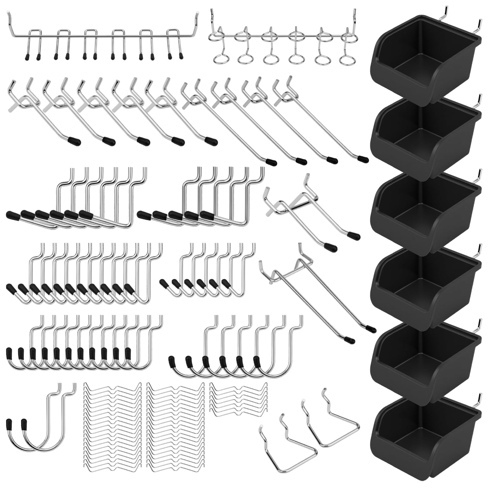 Ultimate 121-Piece Pegboard Hooks Set, Pegboard Accessories with Metal Hooks, Durable Peg Board Organizer Accessories, Pegboard Bins, Peg Board Tool Utility Hooks