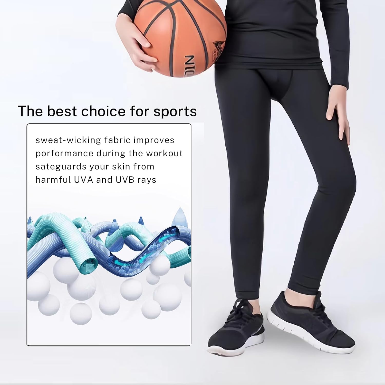 Boys Leggings Quick Dry Youth Compression Pants Tights Athletic Pants Sports for Kids - Image 3