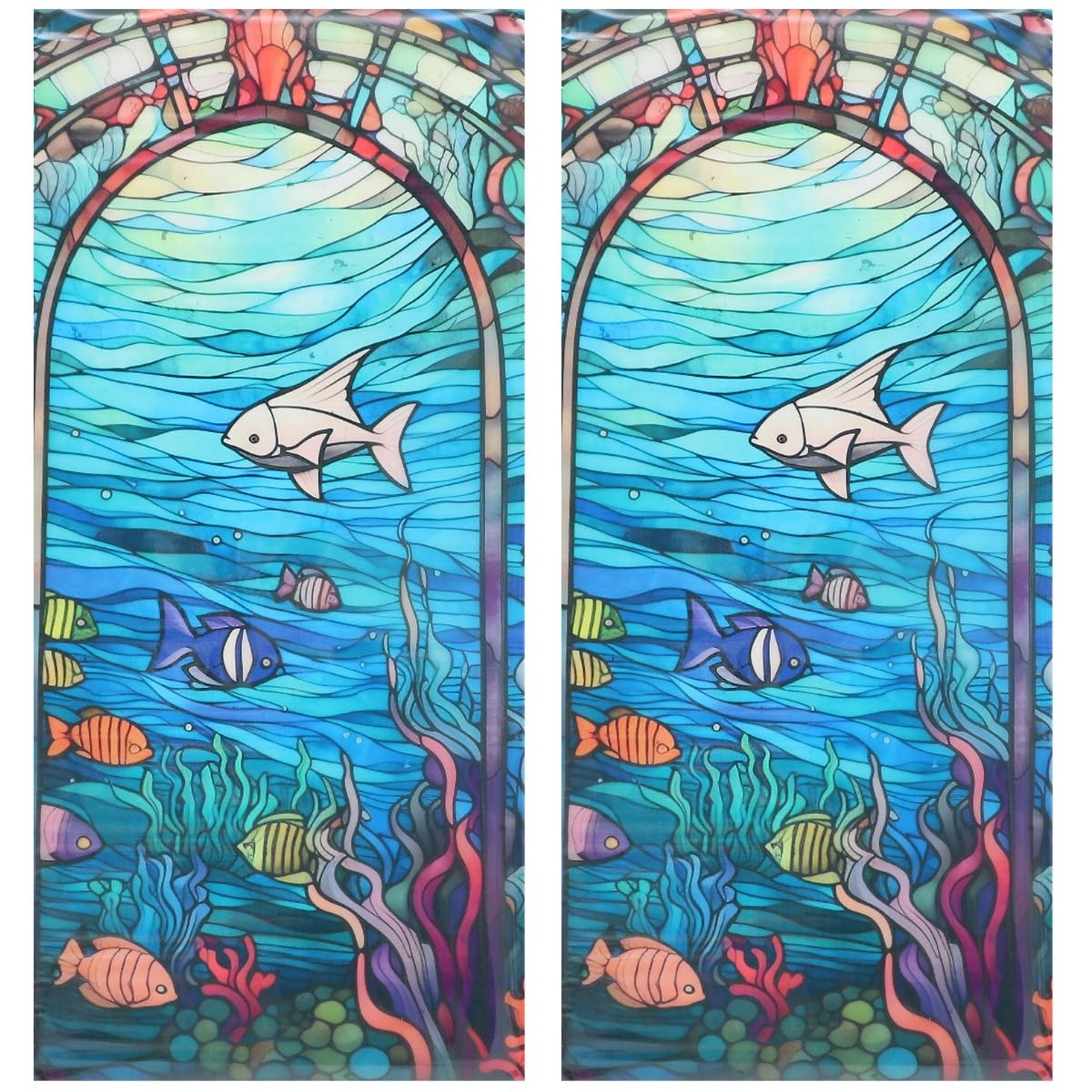 Film électrostatique décoratif marin Alipis pour vitre - Lot de 2