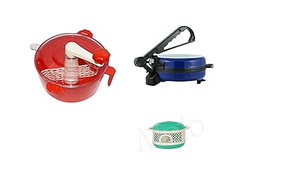 MOLO Combo of Blue Chapati Maker Get Free Red Dough Maker with Casserole (Casserole Colours May Vary)