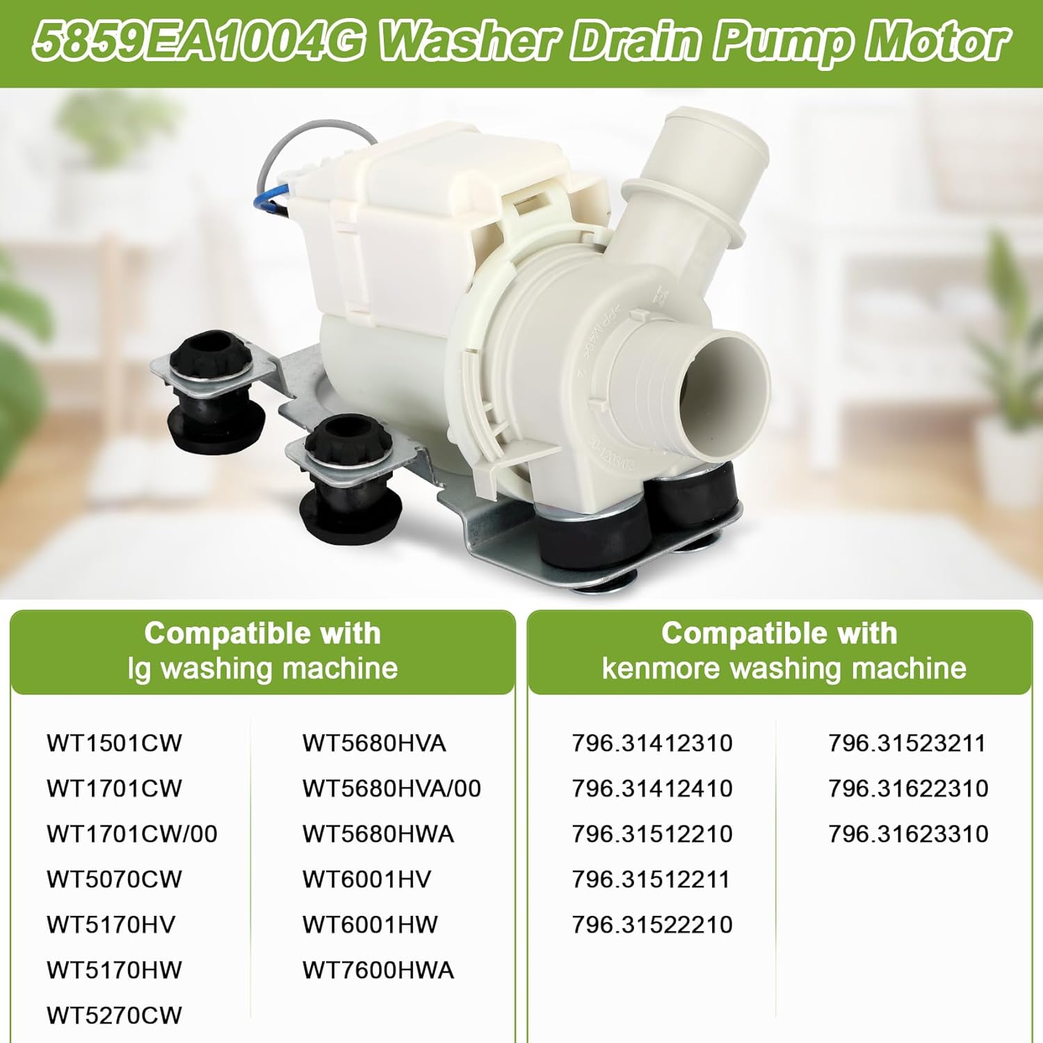 5859EA1004G Washer Drain Pump Assembly,5859EA1004G Washer Drain Pump Motor Compatible with lg Washing Machine Replaces AP5604958 PS3636111