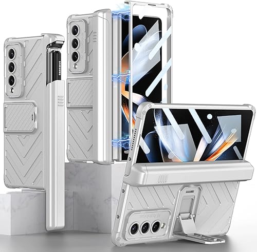 Miniatura 33 de Miimall Funda para Samsung Galaxy Z Fold 4, Z Fold 4 Hinge Bumper [Protector de pantalla de vidrio templado integrado] [Soporte ajustable]