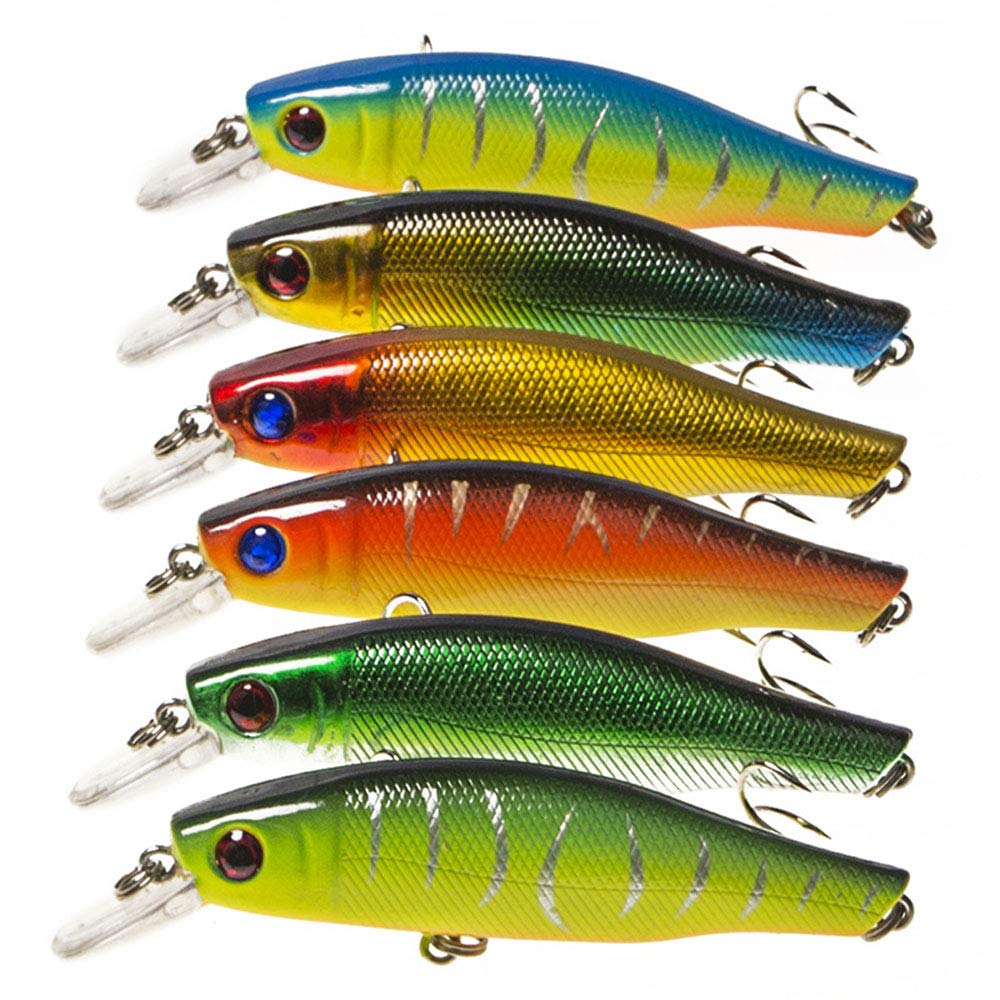 6 pièces leurres de pêche durs crayon basse 5,7 pouces 0,45 oz hameçons