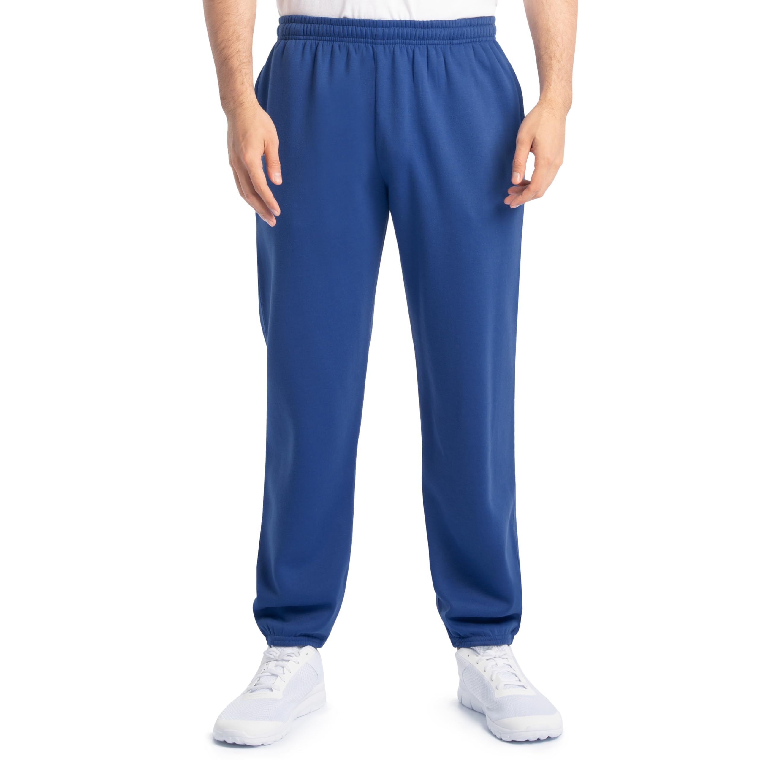Fruit of the Loom Eversoft Fleece Elastic Bottom Sweatpants with Pockets, Relaxed Fit, Moisture Wicking, Breathable, Mellow Blue, XXXL