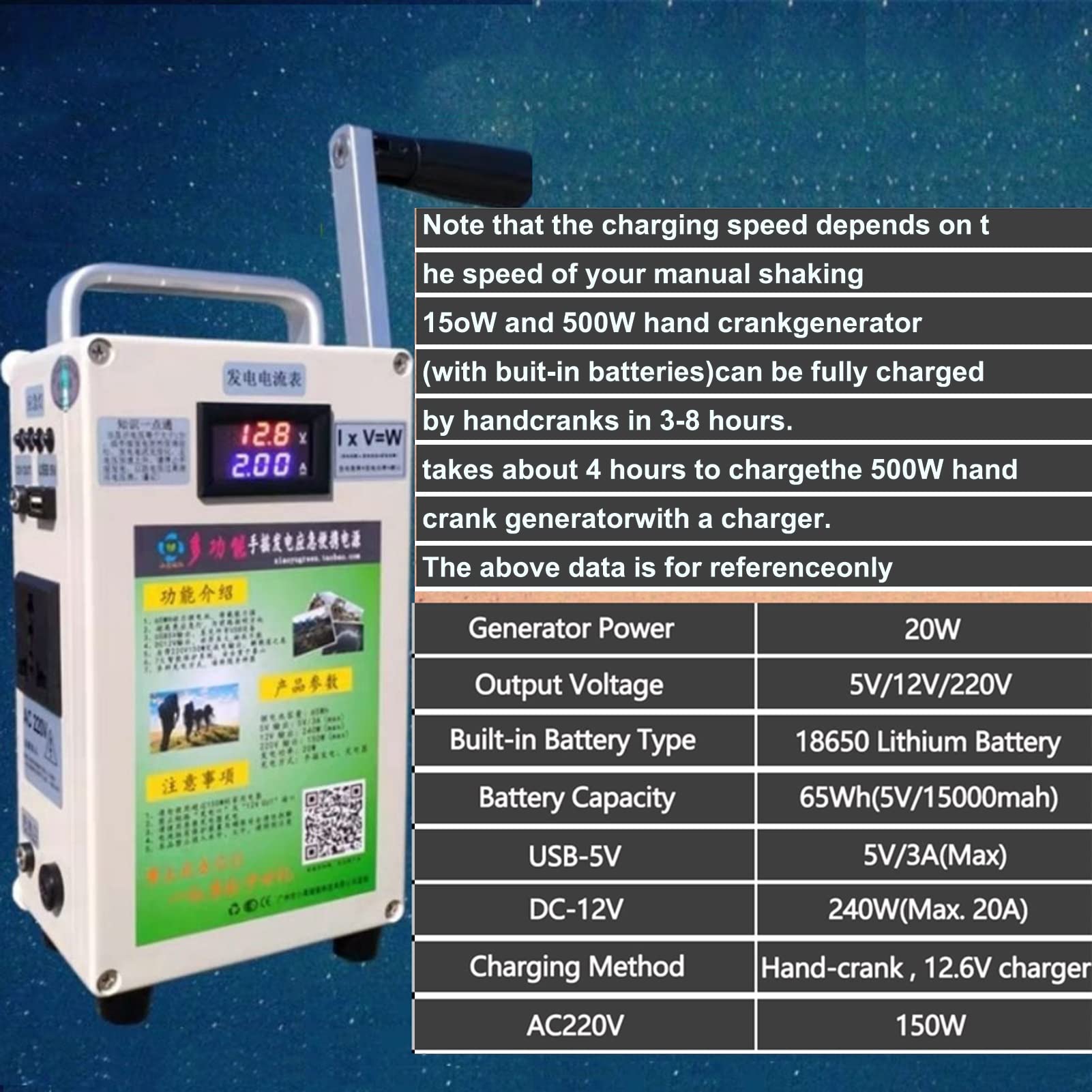 Alimentation De Secours Portable À Main De 15000mAH: Générateur De 220V/150W (Onde Sinusoïdale Maximale Corrigée) for Une Utilisation Mobile en Extérieur
