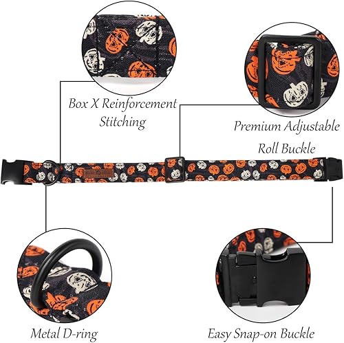Miniatura 2 de Lionet Paws Collar de moño para perro de Halloween, lindo collar de algodón ajustable para perro con corbatín para perro pequeño, mediano y grande,
