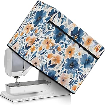 Flowers Cover for Sewing Machine,Foldable Sewing Machine Dust Cover with Storage Pockets Resuable for Most Standard Sewing Machines and Accessories