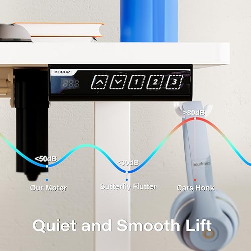 Miniatura 7 de Monomi Escritorio eléctrico de pie, escritorio de altura ajustable de 55 x 28 pulgadas, escritorio de pie para oficina en casa, natural