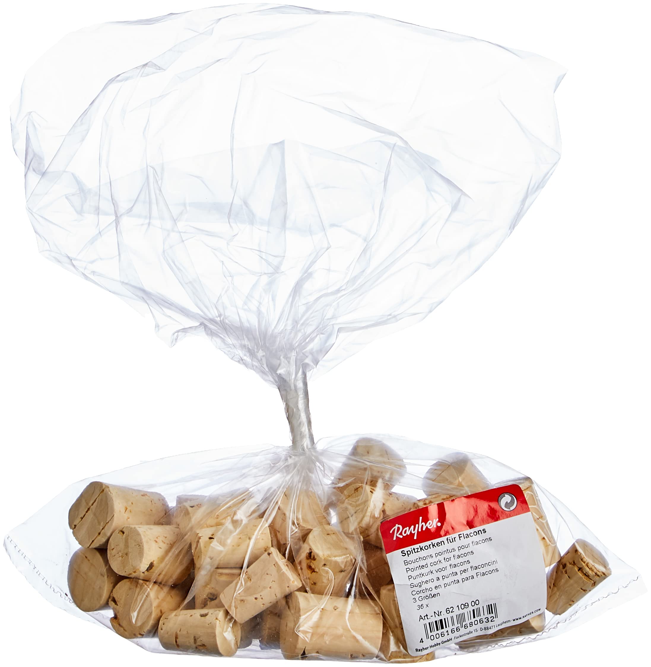 Rayher Pointed cork for flacons, bag 36 pcs, 2.1 x 0.8 x 0.4 cm, Beige