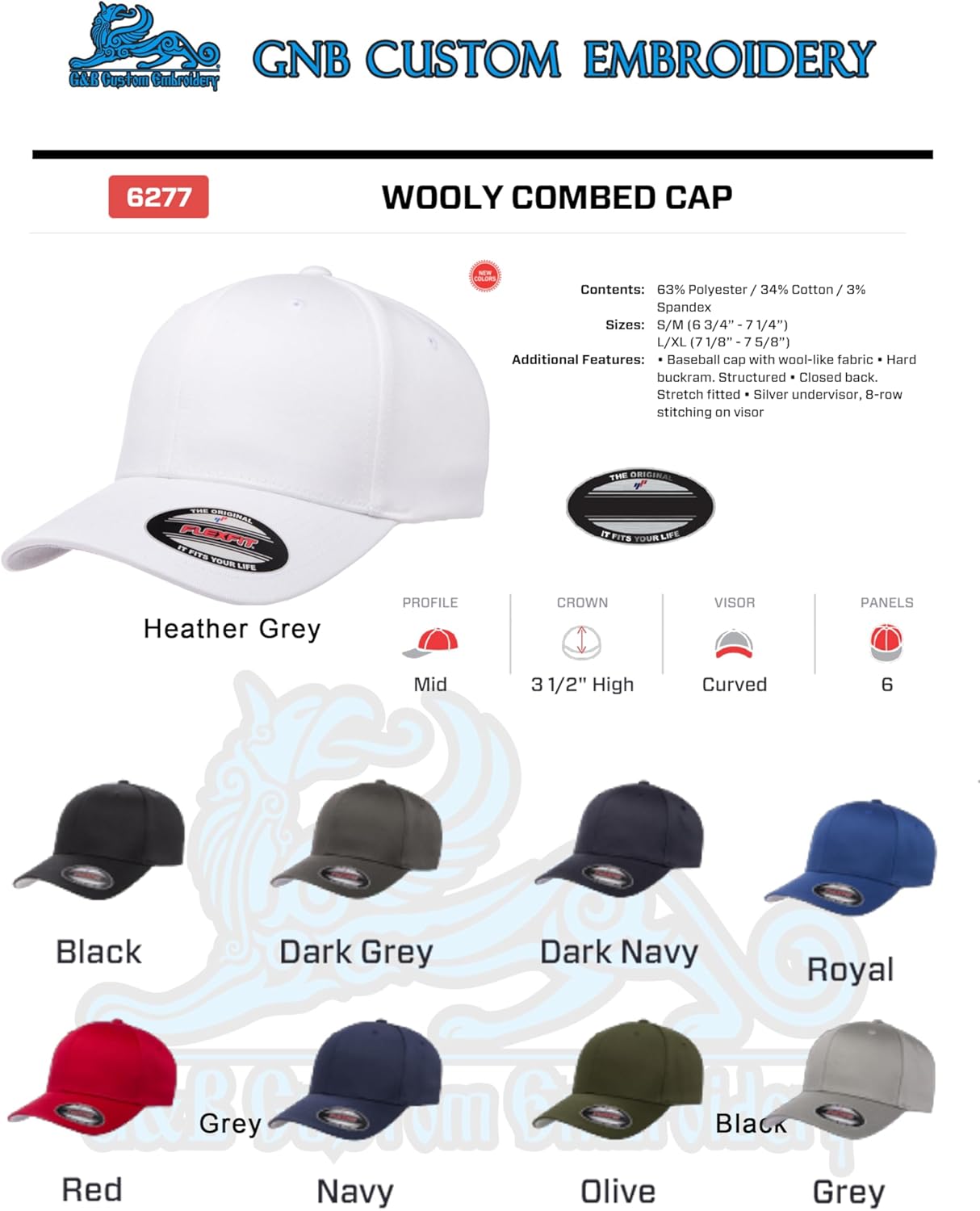 GNB CUSTOM EMBROIDERY LLC Plain 6277 Flex Baseball Men's Athletic Baseball Flex-Baseball Cap. Flex Baseball Baseball Hat. - Image 4