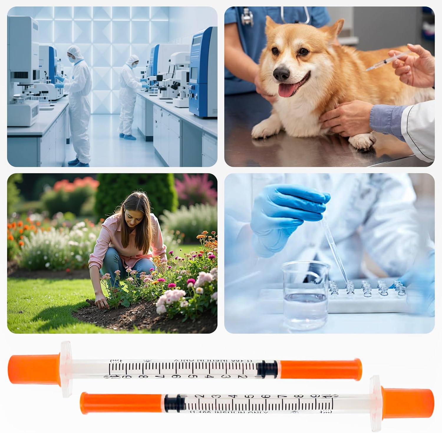 100 Pack U-100 1ml Syringes with Needle, 31G 5/16" 8mm 1cc Syringe, Disposable Individual Package