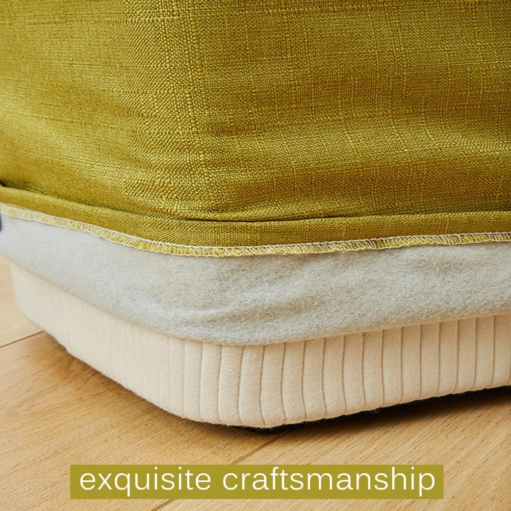 Coffee,45 * 45 * 45cm, Square Ottoman Cover Footstool Slipcover Luxury Cotton and Linen Fabric Soft Foot Stool Cover Protector with Nonslip Elastic Bottom for Living Room Bedroom Washable