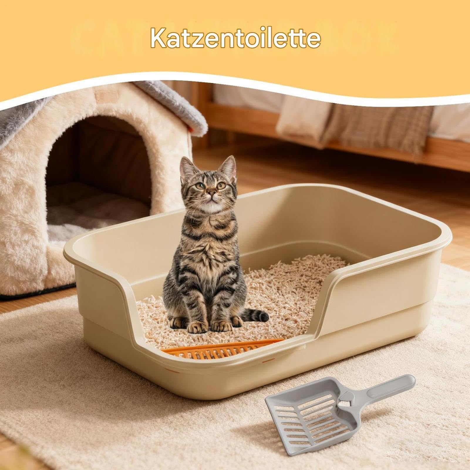 Katzenstreukasten Halb Umschlossen Einfache Reinigung Mit Schaufel