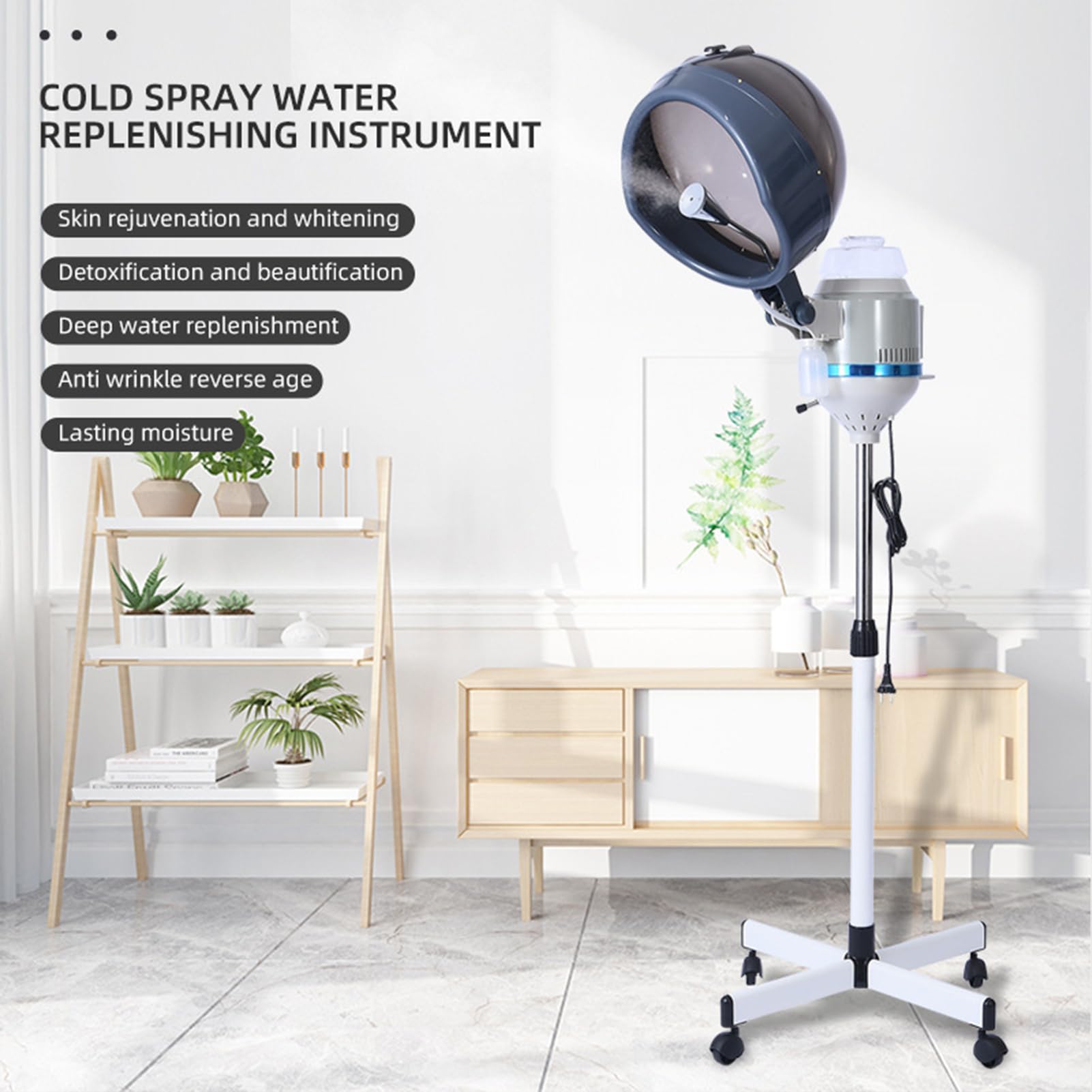 Asciugacapelli Professionale ionico con Cappuccio da 650 W con impostazioni di Temperatura, Interruttore Laterale, Ruote e Timer, asciugacapelli con Supporto per Salone, Spa e Uso Domestico