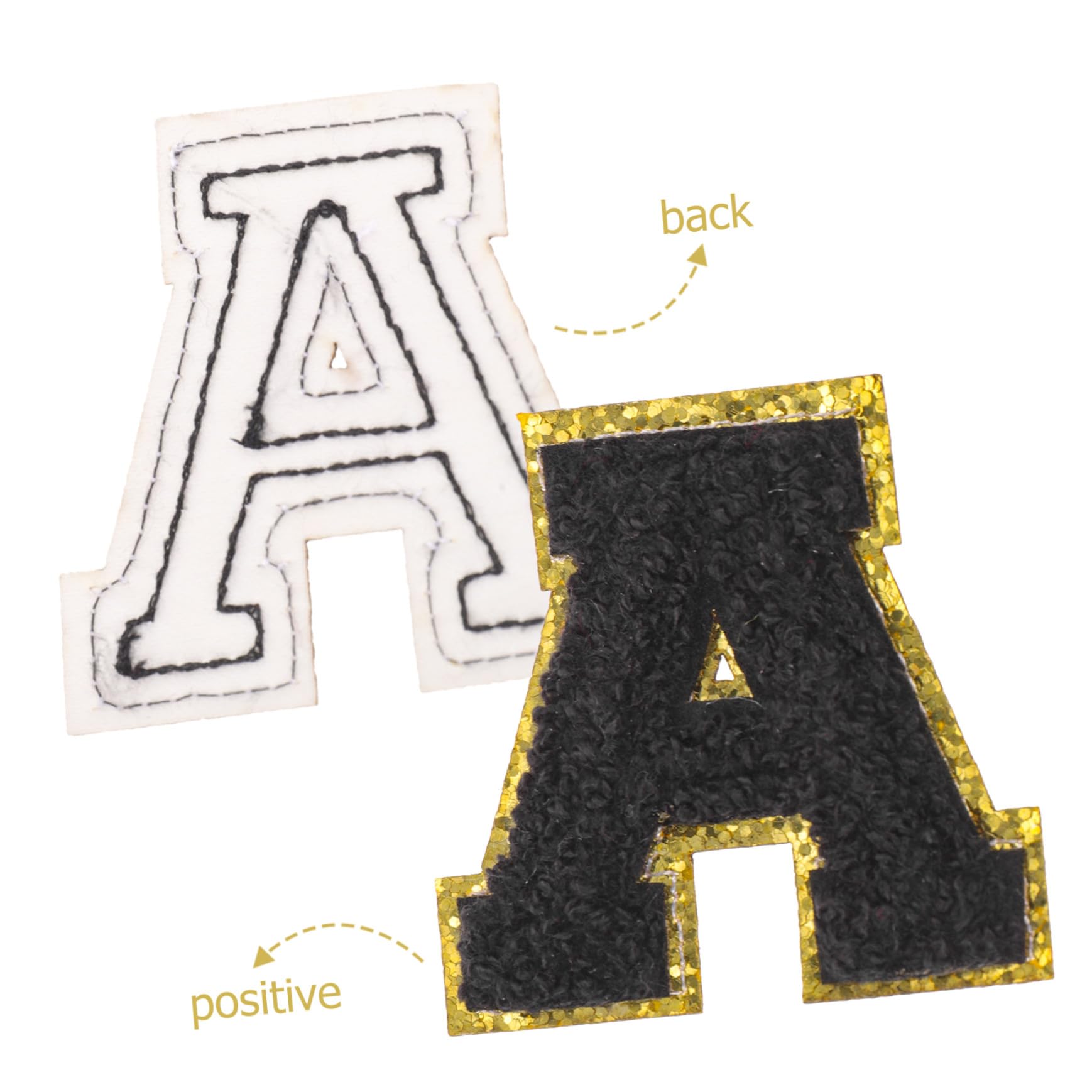 TEHAUX 104pièces Patches Brodés Lettre Décorations à Repasser Ou Coudre Pour Vêtements Et Accessoires Pour Et Réparation De Patches Écussons Avec Bord Doré