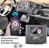 Vista 2 de Powersports UTV Stereo AM/FM con Bluetooth Streaming 3 zonas, compatible con cámara de visión trasera, interruptor amplificador externo