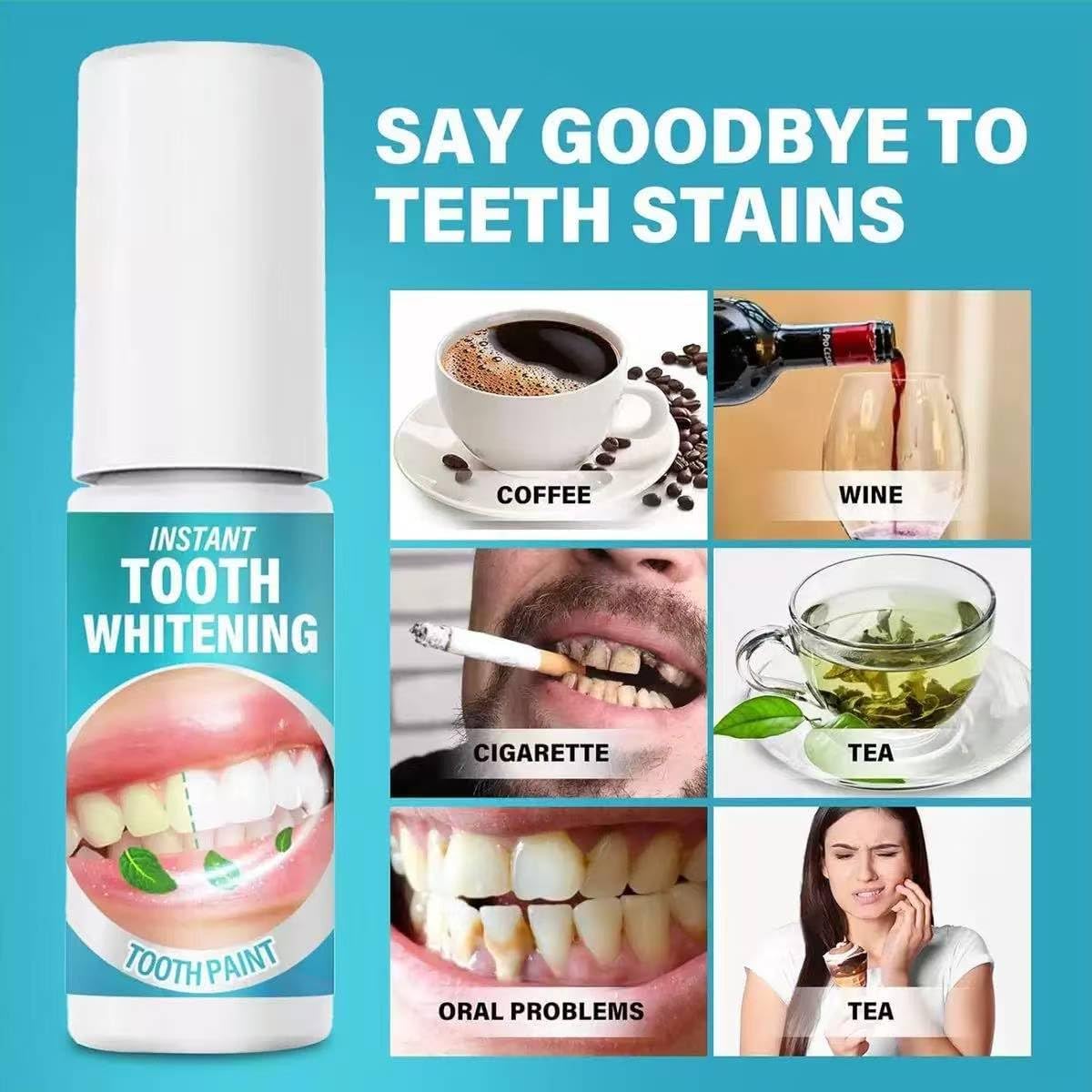 Tooth Paint, Instant Teeth Whitening Kit, White Gel Paint, Fast Shiny Teeth