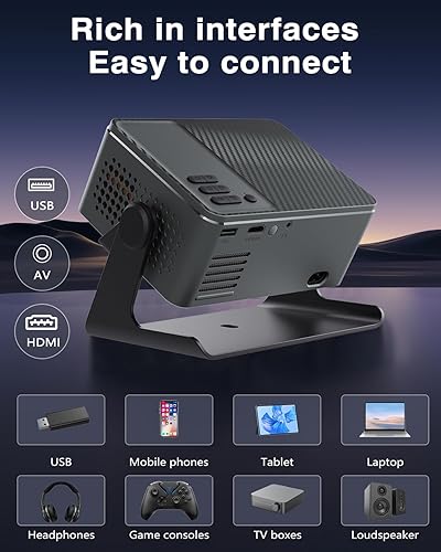 Miniatura 6 de Soporte 4K y enfoque automático Proyector con WiFi y Bluetooth, proyector nativo 4K 1080P Keystone & Zoom, altavoz de 20 W, proyector portátil