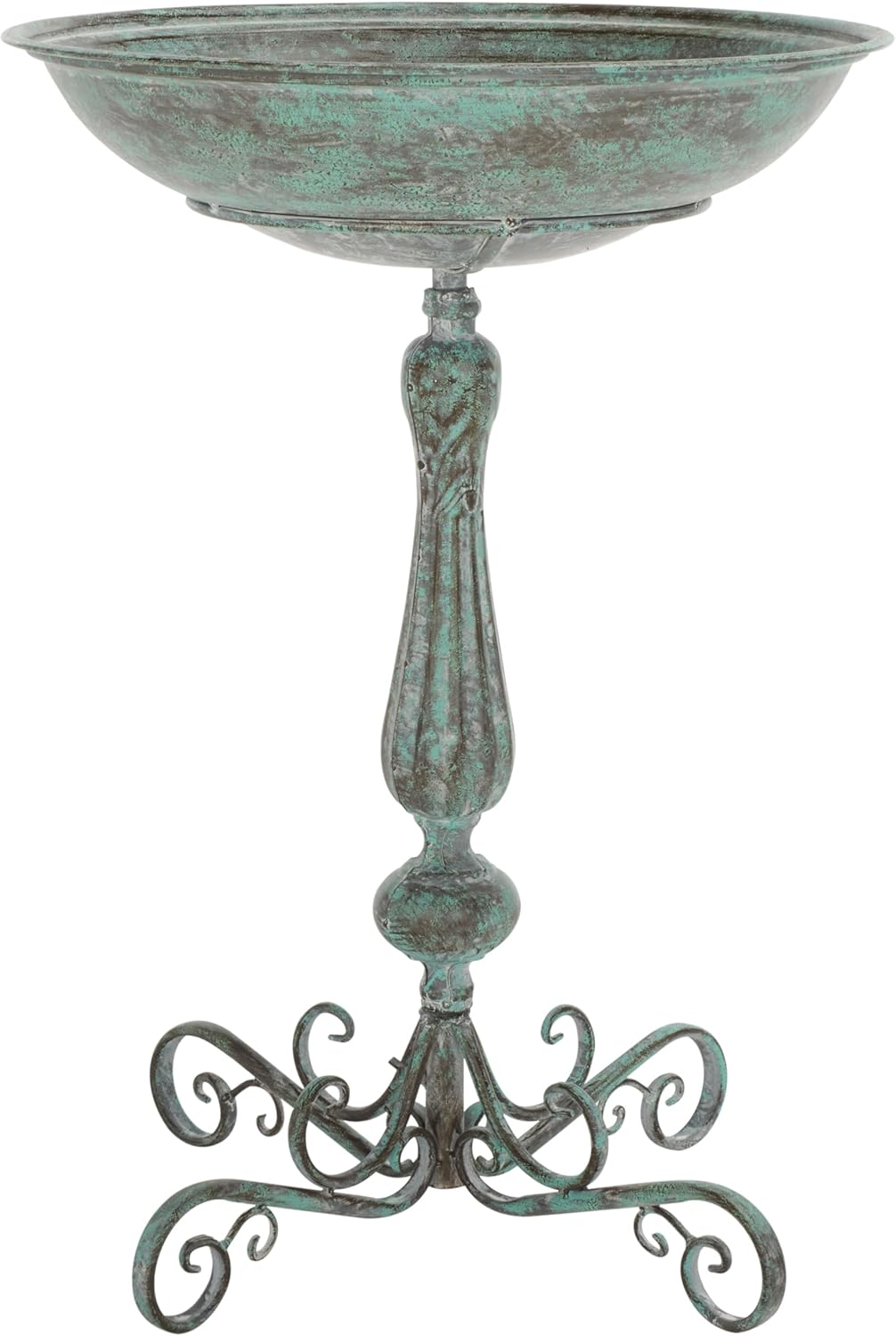 SAFAVIEH Outdoor Collection Orian Antique Dark Green Wrought Iron Bird Bath