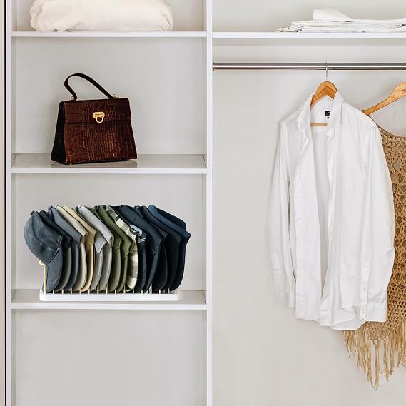 Mkono Hat Organizer for Baseball Caps, Hat Holder Storage for Closet, Gold