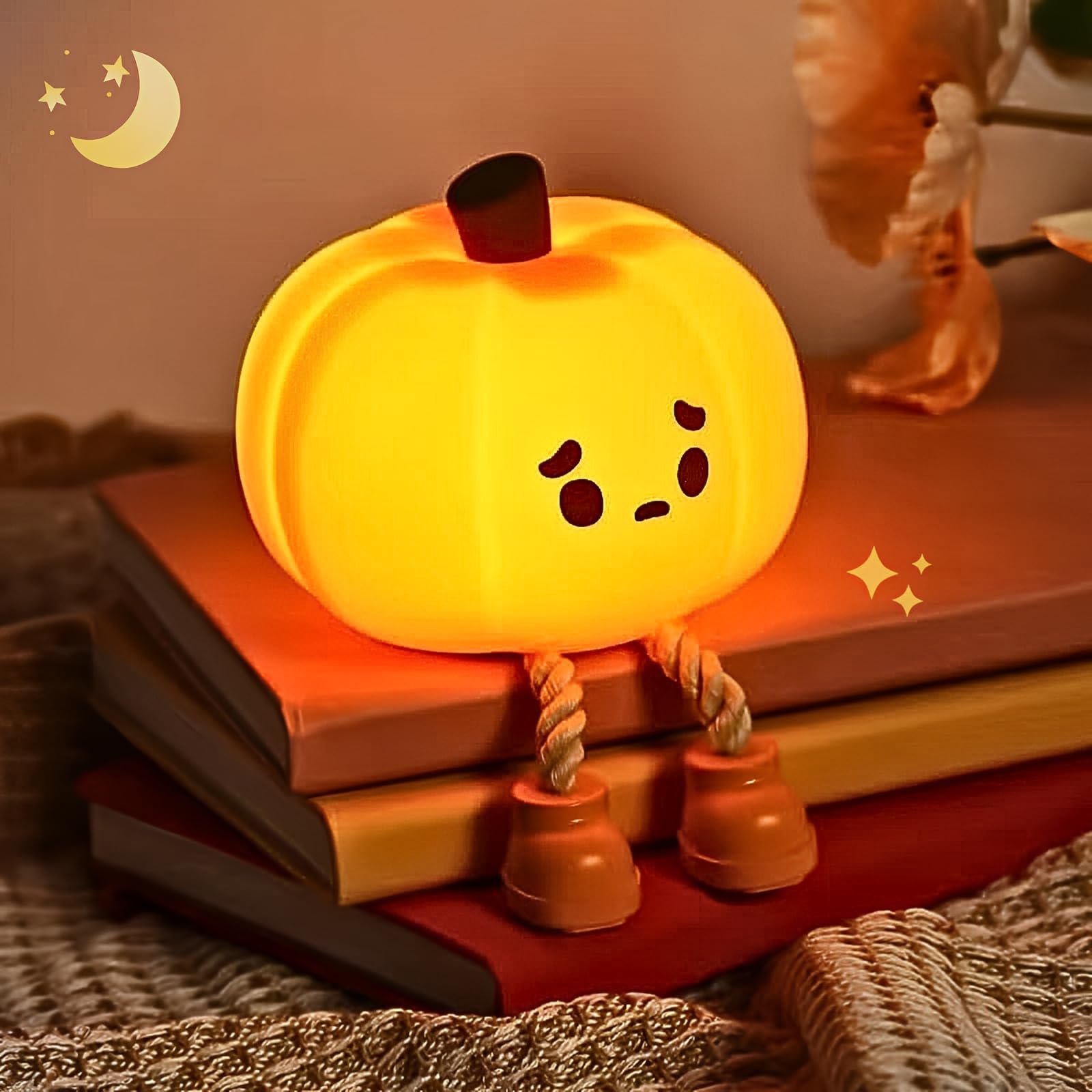 Halloween Pumpkin Night Light,3 Level Dimmable Nursery Nightlight,Cute LED Lamp, Silicone Dimmable Nursery Nightlight for Kids, Funny Office Desk and Halloween Decor for Woman and Kids