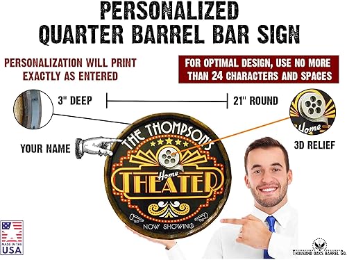 Vista 104 de THOUSAND OAKS BARREL CO. Personaliza el letrero de un cuarto de barril con cócteles de gato negro, barril de vino hecho de madera de roble de alta