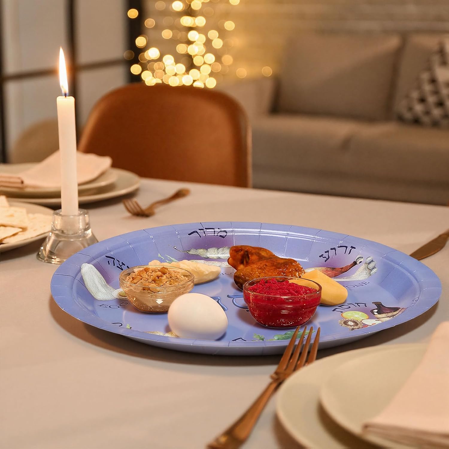 FoldTier 50 Pcs Passover Paper Seder Plates 9 Inch Disposable Pesach Plates for Pesach Tableware Party Supplies Passover Decorations