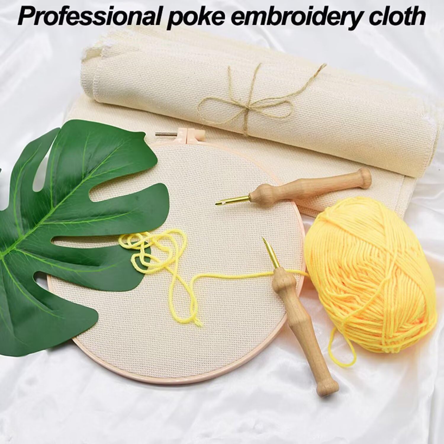 Generisch 100% Baumwolle Mönchstuch für Punch Needle, Tufting Gun, Teppich Tufting Tuch, Poke Embroidery Needlework Stoff, Beige, 59x79 Zoll
