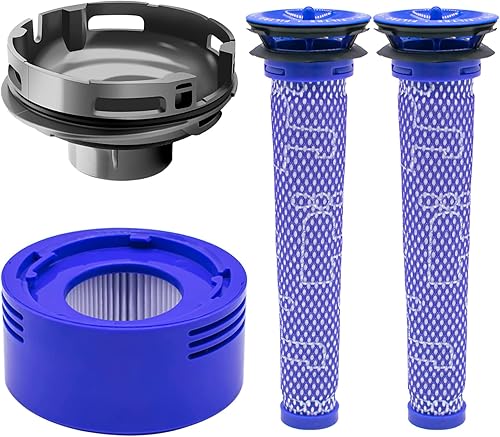 Cubierta trasera del motor apta para aspiradora Dyson V7 V8, 1 cubierta real del motor, 1 filtro de poste HEPA y 2 filtros de vacío de prefiltros