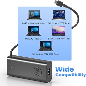65W USB C Laptop Charger for Dell Pro 13 14 16 Plus/Pro 13 14 Premium