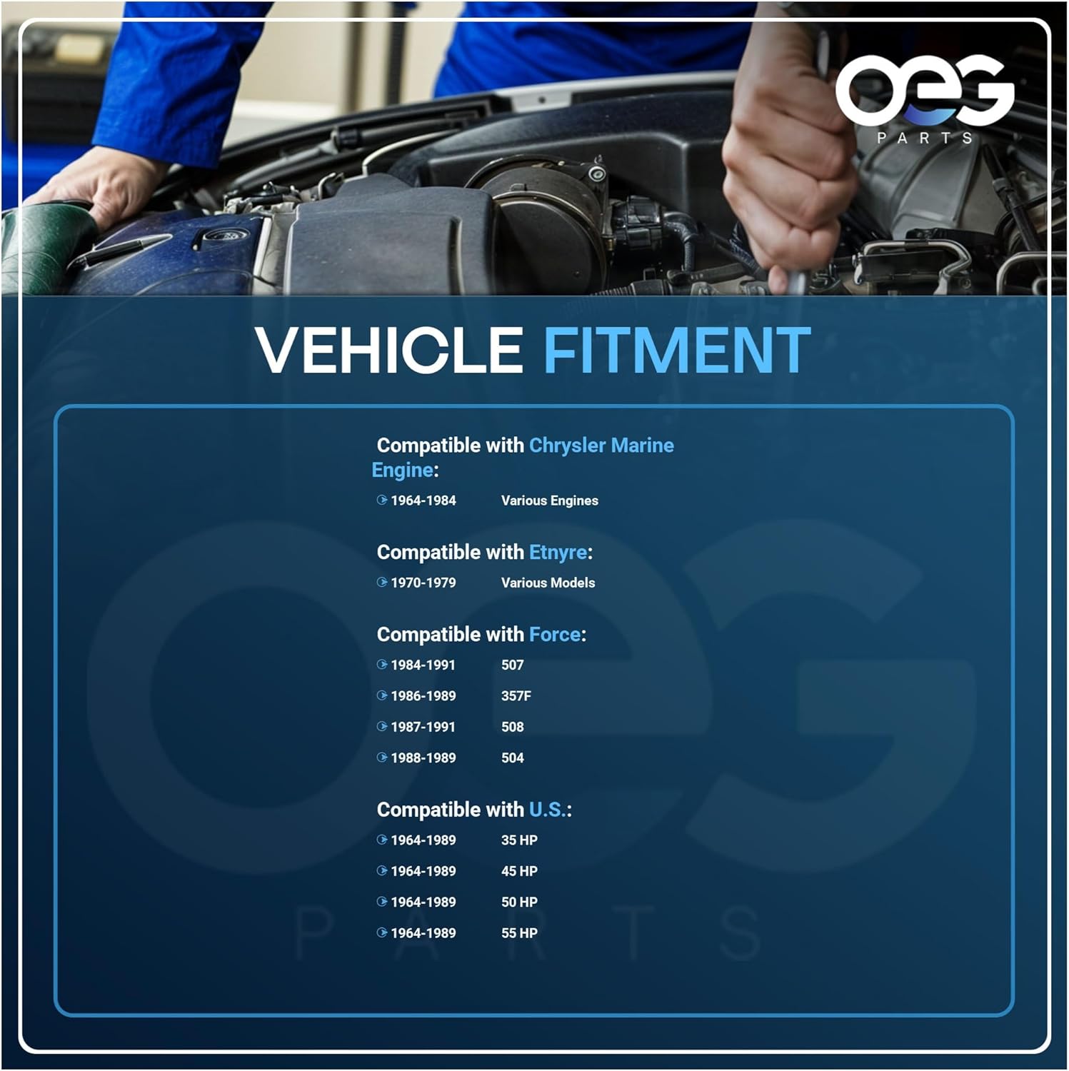 OEG Parts New Starter Compatible with Chrysler Mercury Force Marine 35 45 50 55 HP 1984-1991 50575955, 50803903T, 20-1955, 2019559955, 575955, 4411940, 4411940M030SM, SM44119, YA50, 23147UT, SAB0051