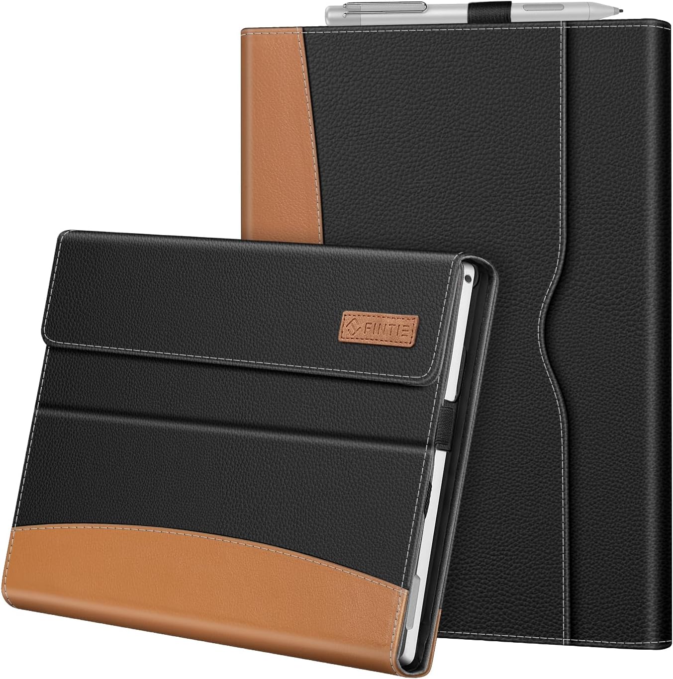 Fintie Case for 12.3 Inch Microsoft Surface Pro 7 Plus, Surface Pro 7/6/5/4/3 - Portfolio Business Cover with Pocket, Compatible with Type Cover Keyboard, Black